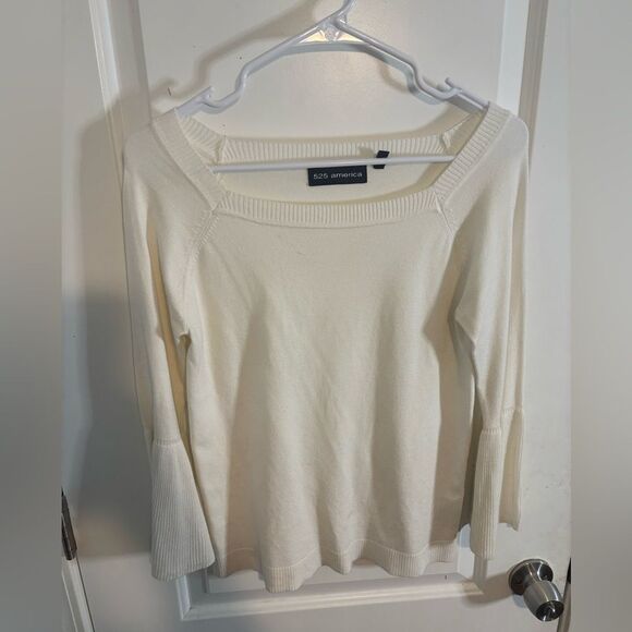 525 America cream square neck thin sweater size small EUC - Picture 1 of 5